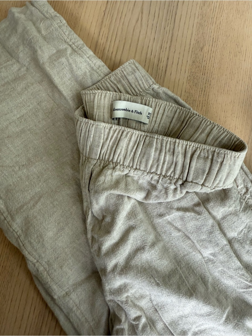 Abercrombie & Fitch Women's Linen-Blend Elastic Waist Pants - Beige
